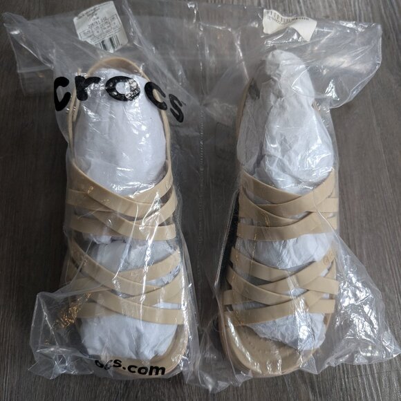 Crocs Women's Brooklyn Strappy Wedge Sandal Sz 8 Chai - Picture 5 of 6